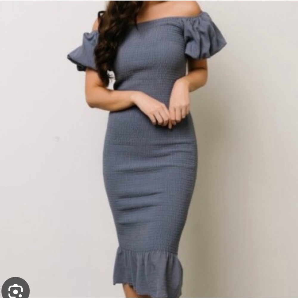 Baltic Born Charcoal Off-Shoulder Midi Dress